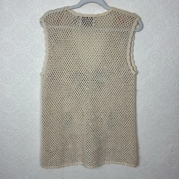 Vintage Crochet Vest Sleeveless Top Blouse Shirt Handmade Patchwork Whimsical - Picture 6 of 6